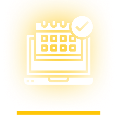 Calendar and laptop icon with checkmark