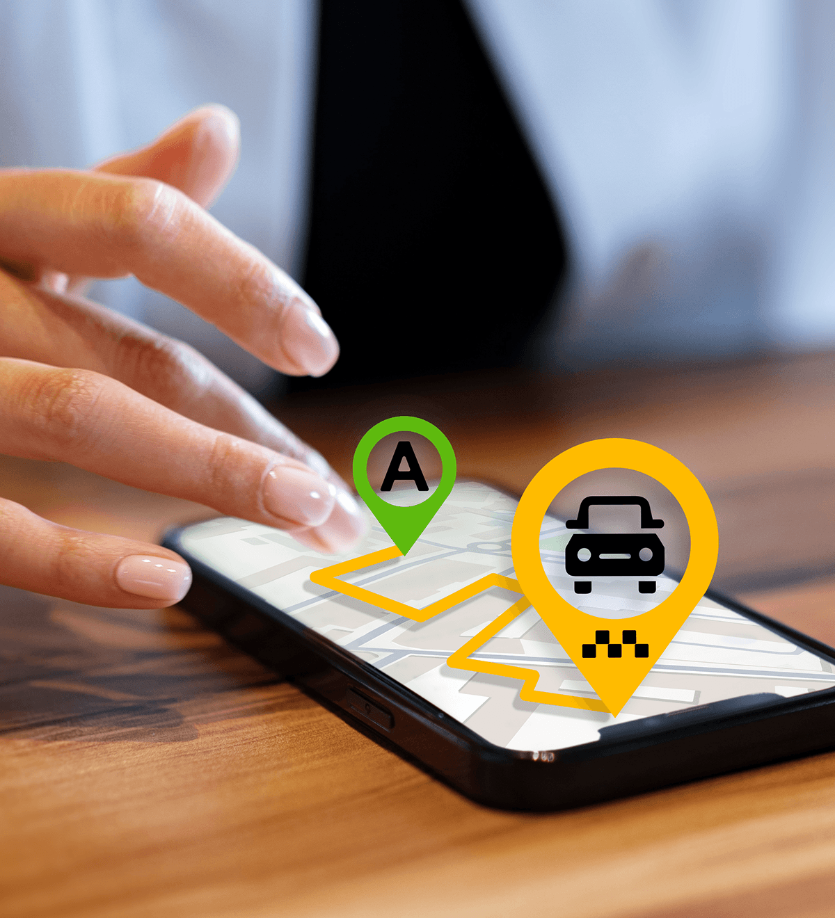 Taxi route on mobile screen